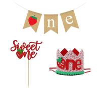 JeVenis Sombrero de primer cumpleaños con diseño de bayas dulces, decoración de primer cumpleaños, decoración de bayas, decoración de pastel para niña de un año