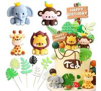 JeVenis tarta de animales de la selva wild one decoracion de tarta safari decoracion de tarta jirafa elefante leon tigre tarta animales de la selva decoracion de fiesta de cumpleaños