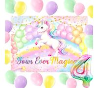 JeVenis Telón de fondo pastel de cuatro veces mágico cumpleaños para decoración de fiesta de cumpleaños número 4 de unicornio