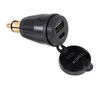 Jevina Motocicleta DIN enchufe cargador impermeable UN cargador USB QC3.0 y tipo C 30W adaptador de corriente hembra