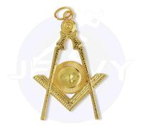 JEVVY CRAFTS Collar masónico, joya diácono senior, color azul, chapado en oro para masones, Oro, Circón