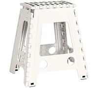 JEVX Taburete Plegable Cocina 45cm, Taburete Baño, Banco Plegable Alto, Taburetes Plegables Altos, Banqueta Baño, Escalera Cocina Pequeña, Escalon Portatil XXL Blanco