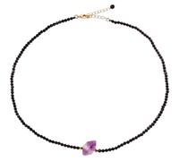 Jewboo Collar simple de cuentas de espinela negra con cuentas facetadas de protección con amatista cruda de Reiki, collares para mujer, joyería de equilibrio de moda, Gema, Espinela negra