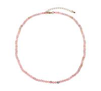 Jewboo Delicado collar de cuentas facetadas de 3 a 4 mm, gargantilla de cristales bohemios simples para mujeres y hombres, regalos de joyería de moda, Gema, Morganita