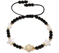 Jewboo Pulsera de concha con luna y estrella/tortuga para mujer, pulseras de amistad, joyería de playa, ágata auténtica, aventurina, elástica, Piedra, Ágata