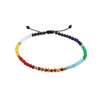 Jewboo Pulsera tobillera de 7 chakras para mujer, piedra preciosa curativa de energía y cristales, yoga, preocupación, equilibrio, meditación, 25cm to 31cm, Piedra, Ágata
