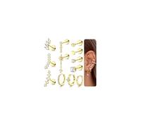 JeweBella 12Pcs 20G Piercing Oreja Pendientes Acero Inoxidable Mujer Piercing Tragus Helix Pendientes Mujer Plata Oro Cartilago Helix Conch Piercing Hipipoalergenicos Anneau Oreille Pequeños