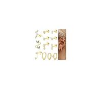 JeweBella 12Pcs Piercing Oreja Pendientes Acero Inoxidable Mujer Piercing Tragus Helix Pendientes Plata Oro Cartilago Helix Conch Piercings Hipipoalergenicos Anneau Oreille Pequeños