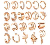 JeweBella 22Pcs Ear Cuff Pendientes Sin Agujero Mujer Ajustables Pendientes Clip Mujer Sin Agujero Pendiente Falso Pendientes Clip de Cartílago Pendientes de Oreja Oro/Plata/Oro Rosa/Negro