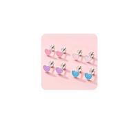 JeweBella 4 Pares Pendientes Niña Hipoalergenicos Acero quirurgico Plata/Oro Pendientes Corazón Multicolor Pequeños Cartílago Tragus Piercing Oreja para Oídos Sensibles Bebe Niña Mujer Regalos 20G