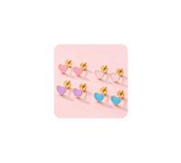 JeweBella 4 Pares Pendientes Niña Hipoalergenicos Acero quirurgico Plata/Oro Pendientes Corazón Multicolor Pequeños Cartílago Tragus Piercing Oreja para Oídos Sensibles Bebe Niña Mujer Regalos 20G