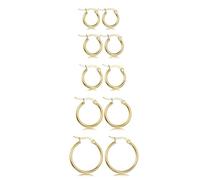 JeweBella 5 Pares Pequeños Pendientes Aro Plata para Mujer Niñas Acero Inoxidable Antialérgicos Cartílago Pendiente de Aro Plata Joyas Regalos para Mujer y Niñas 10mm 12mm 15mm 20mm 25mm