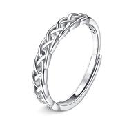 JeweBella Anillo de Plata de Ley 925 Nudo Celta Eterno Para Compromiso y Bodas - Ajustable Alianza Regalo para Mujer