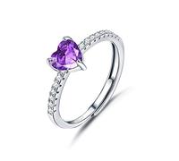 JeweBella Anillos Mujer Plata de Ley 925 Elegant Anillo Corazón Ajustable Circonita Cúbica Anillo Amistad de Compromiso de Aniversario de Bodas de Promesa