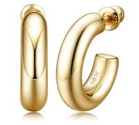 JeweBella Pendientes Aros Oro de Mujer Pendientes Pequeños Chapados Oro 18K Pendiente Huggie Dorados Hipoalergénicos Pendiente Abiertos Gruesos Aretes Circonitas Anchos