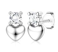 JeweBella Pendientes Dorados Mujer Hipoalergénicos Pendientes Niña de Plata Sterling Bañados en Oro de 18K Joyas de Oro Plata y Oro Rosa de Corazón/Estrella Aretes Pequeños