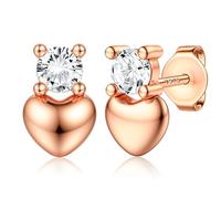 JeweBella Pendientes Dorados Mujer Hipoalergénicos Pendientes Niña de Plata Sterling Bañados en Oro de 18K Joyas de Oro Plata y Oro Rosa de Corazón/Estrella Aretes Pequeños