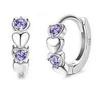 JeweBella Pequeños Pendientes Aro Corazón Plata de Ley 925 para Mujer Niñas Antialérgicos Cartílago Pendiente de Aro Circonita Cúbica Joyas Regalos para Mujer y Niñas