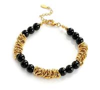 JeweBella Pulsera Hombre Ajustable Pulsera Acero Inoxidable Plata y Oro Piedras Naturales Pulseras Ojo de Tigre Cadena Pulseras Joyas Regalos para Hijo Padre Marido Novio Hermano
