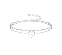 JeweBella Pulsera Inicial de Plata/Oro para Mujer - Corazón Personalizada de Acero Inoxidable - Joyas y Regalos de Cumpleaños para Mujeres y Niñas