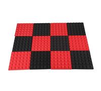 Jewecutger Azulejos de espuma acústica de carbón, paneles de espuma insonorizantes, acolchado de sonido de estudio, 5 x 25,4 x 25,4 cm (negro y rojo)