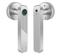 Jewecutger Cerradura Inteligente Biométrica y de Teclado, Huella + Código de Acceso + Llave de Emergencia, Plateada