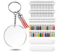 Jewecutger - Juego de llaveros de acrílico a granel acrílico redondo transparente (5 pulgadas), adecuado para proyectos de bricolaje de resina de vinilo