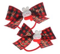 JEWEDECO 2 Coleteros Elásticos Rojos para Niñas Lazo Tejido, Accesorios Decorativos Pelo Ideales para Fiestas Temáticas y Uso Diario