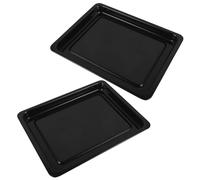JEWEDECO 2 Piezas Bandeja de Hornear Rectangular de Esmalte Negro Resistencia al Desgaste y Estabilidad Estructural para Panaderías y Uso Comercial en Horno Eléctrico