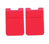JEWEDECO 2 Piezas Porta Tarjetas Adhesivo para Móvil Doble Capa Resistente Funda Pegajosa para Tarjetas y Compatible con Smartphone Color Rojo