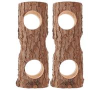 JEWEDECO 2 Piezas Túnel de Madera Natural para Animales Pequeños Estructura Circular y Forma de Corteza de Árbol, Adecuado para Ejercicio en Interiores y Coordinación Física
