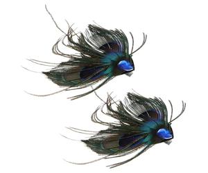 JEWEDECO 2 Pinzas Cabello Diseño de Plumas de Pavo Real, Estilo Retro, Ligeras y Portátiles, Accesorio Pelo Adecuado para Bodas y Fiestas