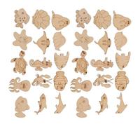 JEWEDECO 200 Piezas de Recortes de Madera en Forma de Animales Marinos para Manualidades DIY Superficie Lisa y Estilo Mixto, Ideales para Proyectos Creativos y Decoración Varios estilos