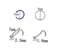 JEWEDECO 22piezas Joyería De Cuerpo De Acero Inoxidable Para Piercing De Nariz Anillos y Decoración De Nostril Formas