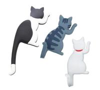 JEWEDECO 3 Ganchos Magnéticos Forma de Gato de Dibujos Animados para Nevera, Adhesivos sin Dejar Rastro, Material de Goma y Metal, Pack de 3 para Almacenamiento y Estilo Varios Estilos