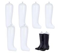 JEWEDECO 3 Pares Horma Inflable para Botas de 32cm en PVC Blanco, Curva | Válvula Antirretorno, Plegable para Viaje, Orden del Armario, para Botas Altas y Cuero