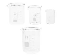 JEWEDECO 4 Piezas Vasos de Precipitados Resistencia a Altas y Visibilidad Cristalina de Capacidades 10ml, 25ml, 50ml y 100ml para Química y