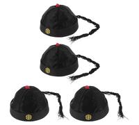 JEWEDECO 4 Sombreros Chinos Antiguos para Adultos, Gorra de Cosplay Ligera y Cómoda de Nylon, Diseño Elegante Inspirado Dinastía Qing para Eventos de Cosplay