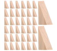 JEWEDECO 40 Unidades Topes de Puerta de Madera Diseño Triangular y Rayas Inclinadas, Cuñas Seguras y Expansibles para Baño y Oficina, Protección Antideslizante