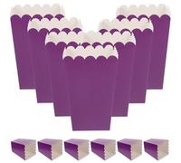 JEWEDECO 50 Cajas para Palomitas de Maíz en Papel, Resistentes Grasa, Color Morado, Plegables, Contenedor de Bocadillos para Fiestas, Snacks y Dulces, Adecuado para Eventos y Cine en Casa