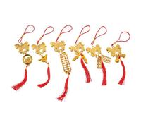 JEWEDECO 6 Piezas Decoraciones Colgantes Año del Caballo Adornos Rojos con Borlas para Hogar Oficina de Prosperidad y Buena Fortuna para Festival de Primavera