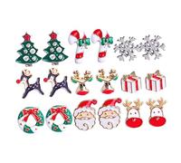 JEWEDECO 9pares Pendientes De Navidad Aleación Diseño De Árboles De Aretes De Estudio Para Fiestas y Celebraciones Navideñas Para Amigas y Familiares
