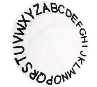 JEWEDECO Alfombra Redonda Infantil Antideslizante de 80x80 Cm 26 Letras en Color Blanco, Decorativa para Habitación, Alfombra para Piso Interior y Decoración del Hogar