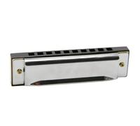 JEWEDECO Armónica Diatónica de 10 Agujeros en Do para Blues y Jazz, Sonido Rico, Fuerte, Aluminio Plata Tornillos de Doble Cabeza para Músicos Profesionales