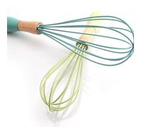 JEWEDECO Batidor de Silicona Manual 2 Unidades para Huevos con Mango de Madera Seguro para Lavavajillas Color Aleatorio Adecuado para Repostería y Huevos Revueltos