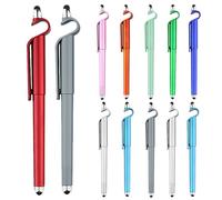 JEWEDECO Bolígrafo de Gel Multitarea 12 Piezas Soporte para Teléfono Móvil, Punta Negra 0,5 Mm, Cuerpo de As y Abs, Compatible Pantallas Táctiles para Oficina, Estudiantes Color Aleatorio