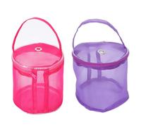 JEWEDECO Bolsa de Almacenamiento para Hilo de Lana de Malla Transpirable, Paquete 2 Unidades Pequeñas en Color Púrpura y Rosa Fucsia, Organizador Portátil para Labores de Crochet