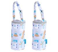 JEWEDECO Bolsa Térmica para Biberones de Ñiño 2 Unidades Gris, Aislante Material Oxford para Cochecito, Mantiene Temperatura de Leche Materna y Botellas hasta 4 Horas, Portabotellas