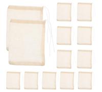 JEWEDECO Bolsas de Filtro para Sopa 50 Unidades 10x12 Cm Algodón 100% Cordón Reutilizables para Especias, Infusiones y Filtrado en Cocina Doméstica