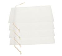 JEWEDECO Bolsas para Botellas De Vino De Lino 4 Piezas Blanco Cordón Ajustable Reutilizables Fiestas Navideñas Bodas Regalos